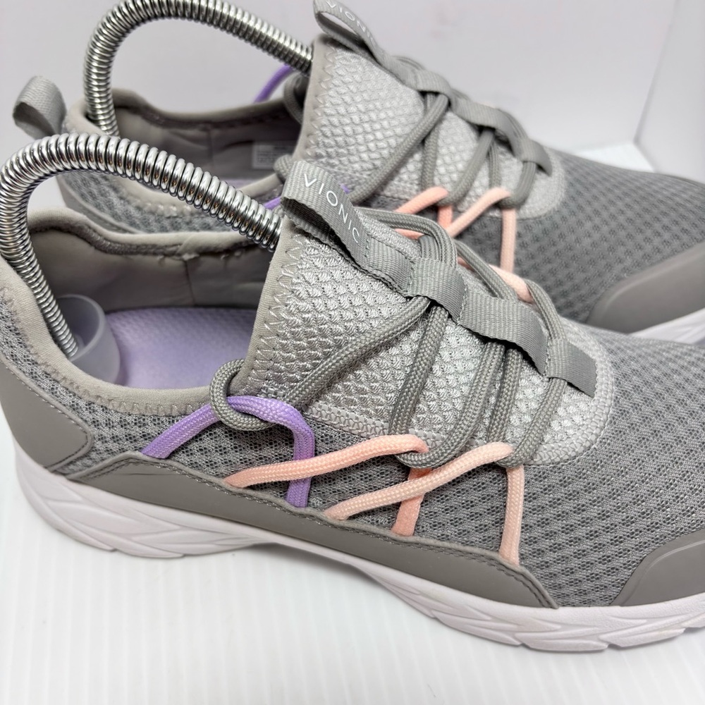Vionic Gray Athletic Sneakers with Pink and Purple Accents - Picture 4 of 15